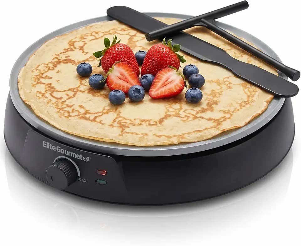 Elite Gourmet 12" Ceralast™ Crepe Maker & Griddle, PFAS-Free Ceramic