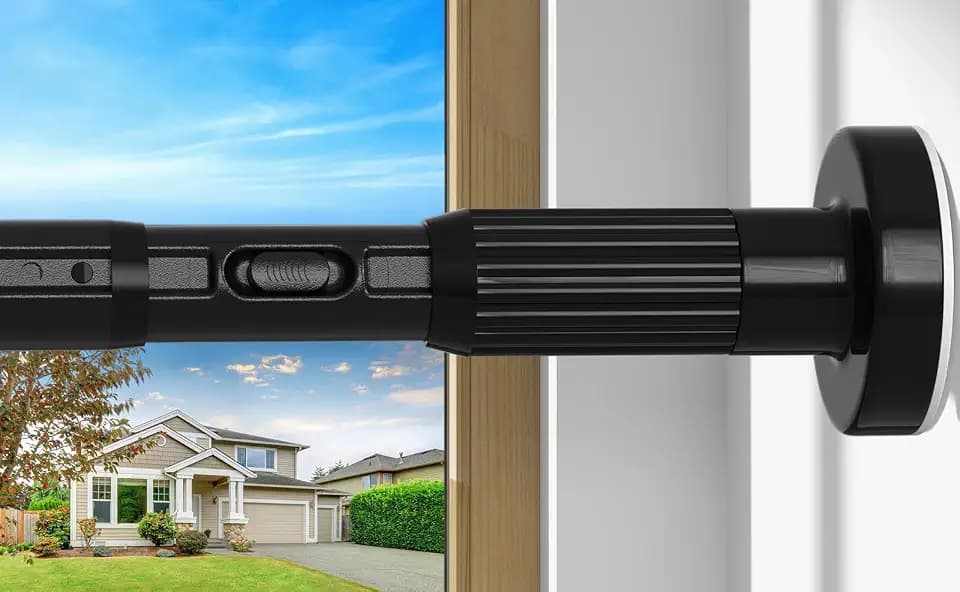 Black Tension Curtain Rod 41-166In, Extra Long Outdoor Curtain Rod