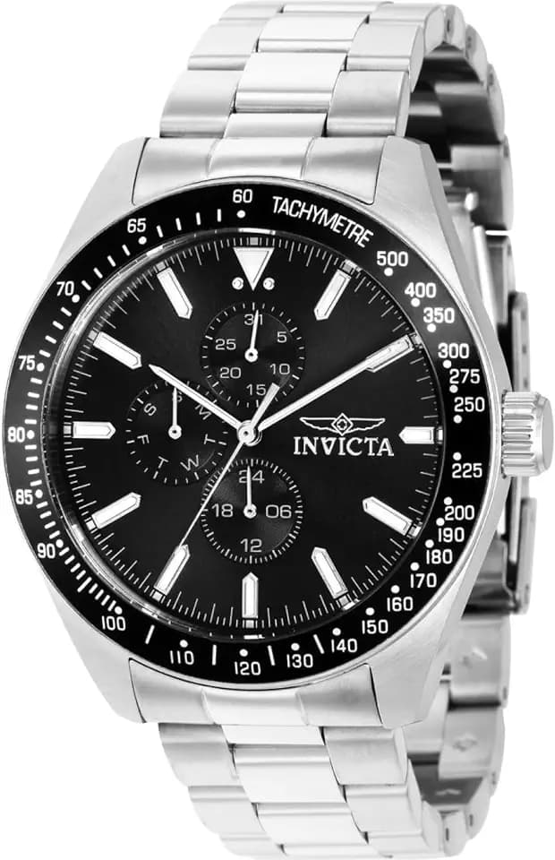 Invicta Aviator Men 45mm Stainless Steel Silver Black dial VH67 Quartz