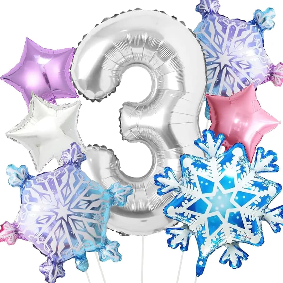Frozen 3rd Winter Snowflake Balloons for Frozen Birthday Party Decor