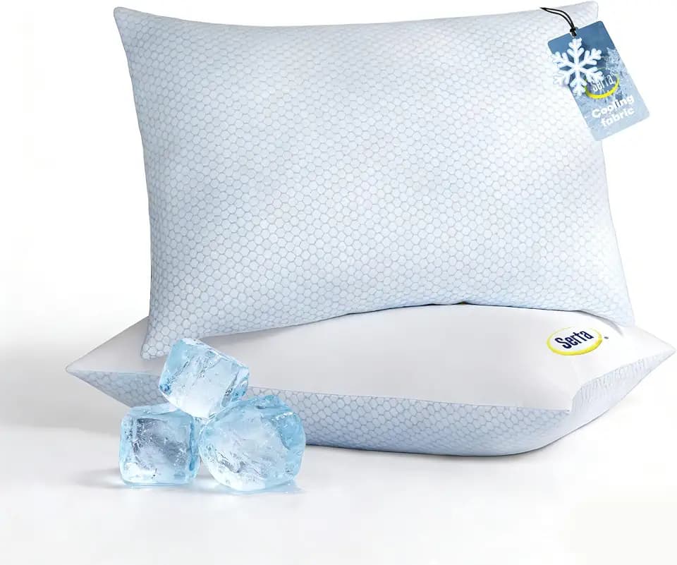 Serta Cooling Bed Pillows King Size Set of 2, 20"x36", Medium Soft