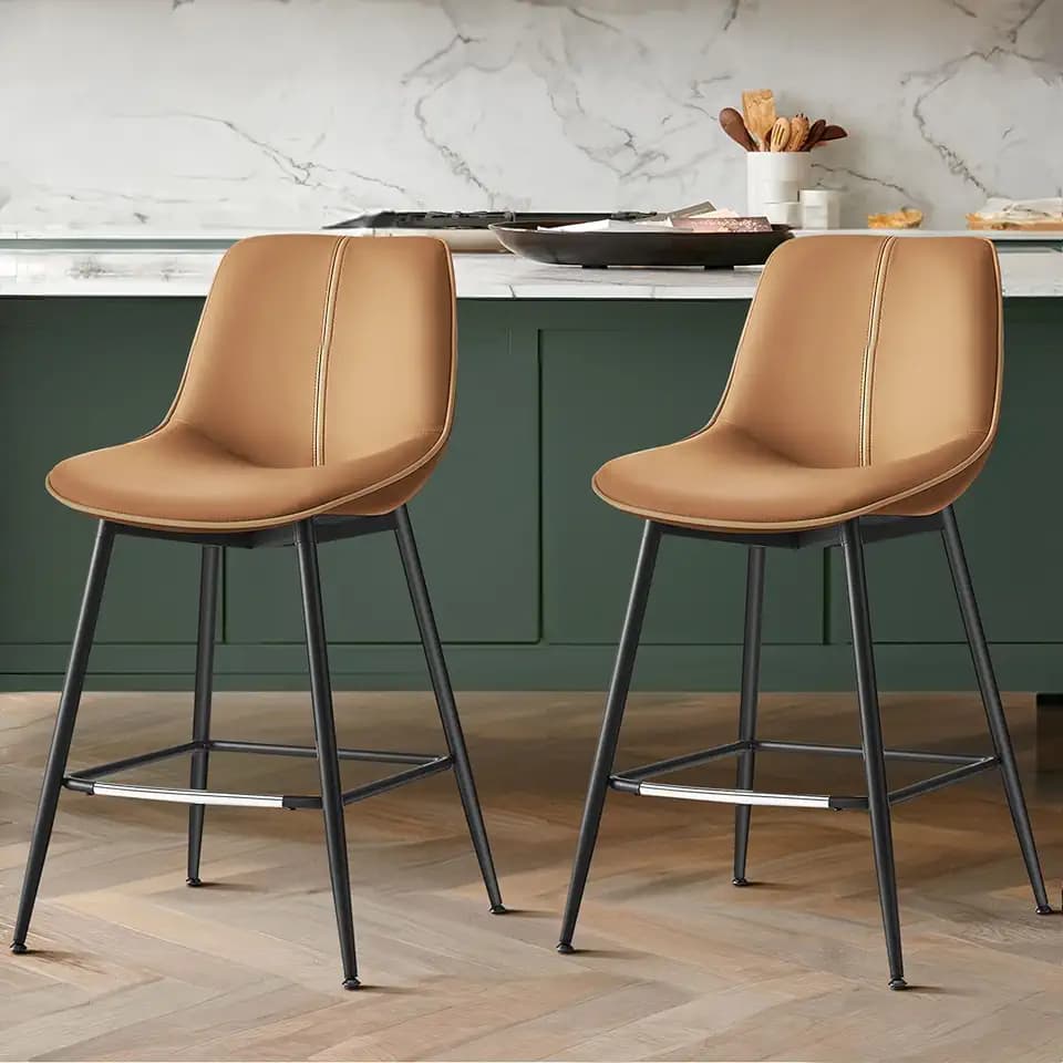 VASAGLE Bar Stools Set of 2, Counter Height, with Back, 24.8-Inch