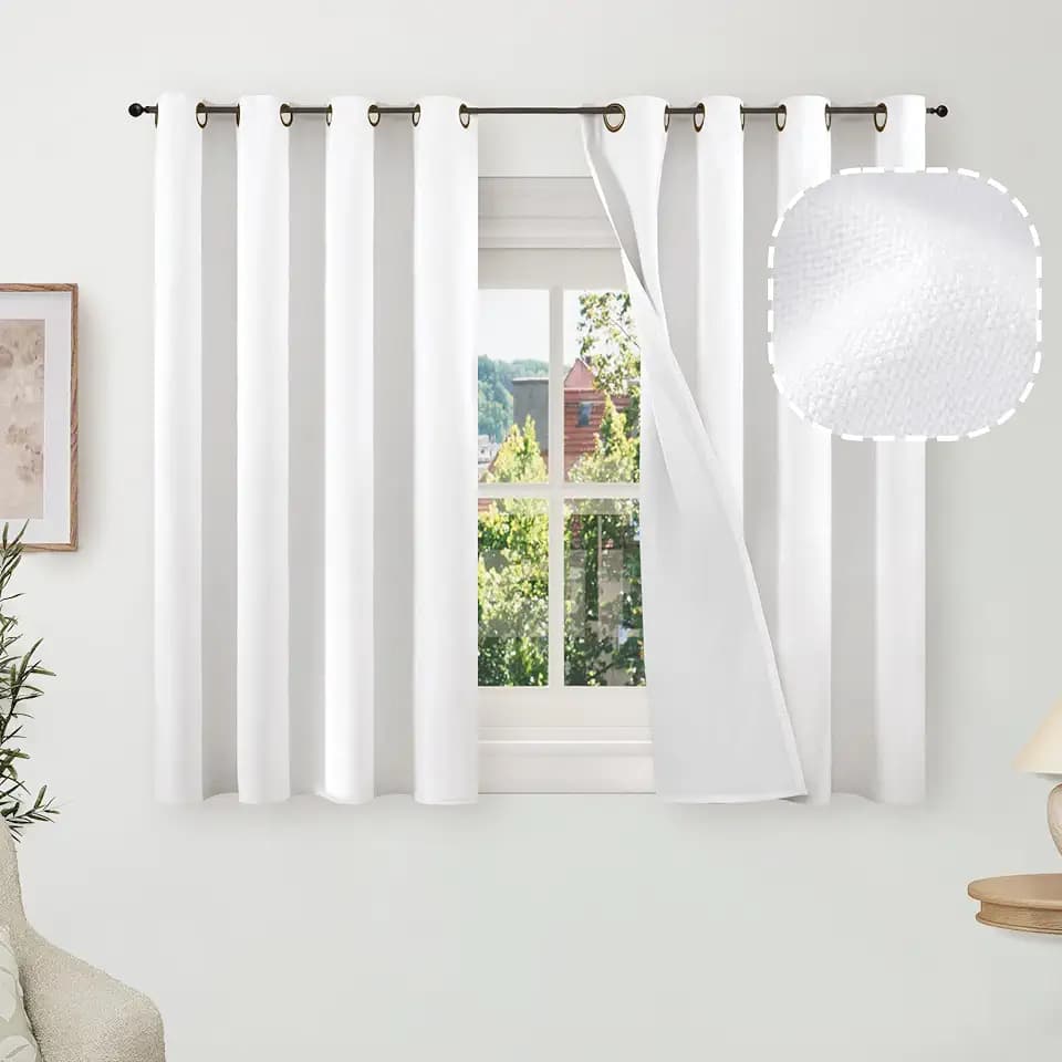 Lajode Linen Blackout Curtains 54 Inches - 2 Panels Each 52 Wide Pure White