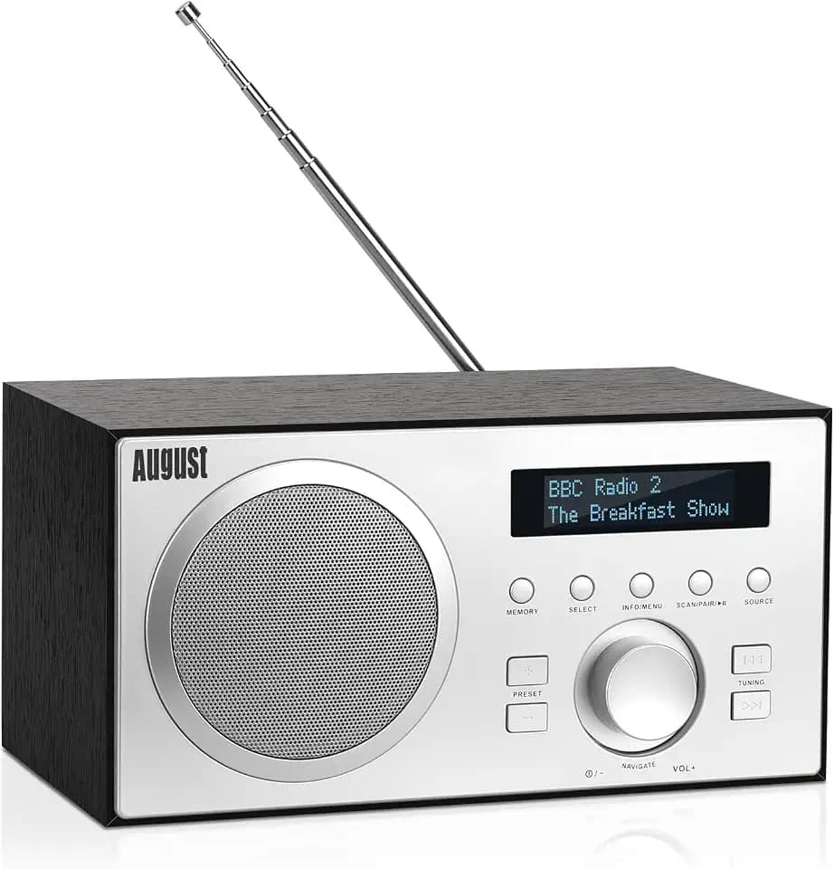 August MB420 DAB+/UKW Radio mit Bluetooth Holzgehäuse Netzbetrieb (Schwarz)