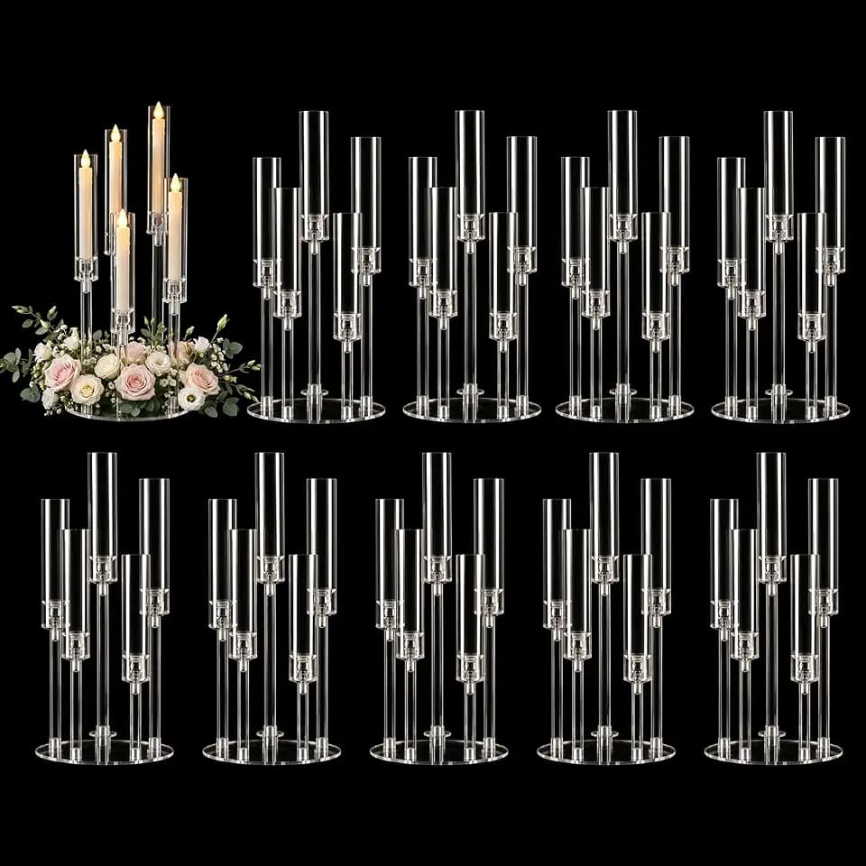10PCS Acrylic Candelabra Centerpieces for Tables Wedding Reception