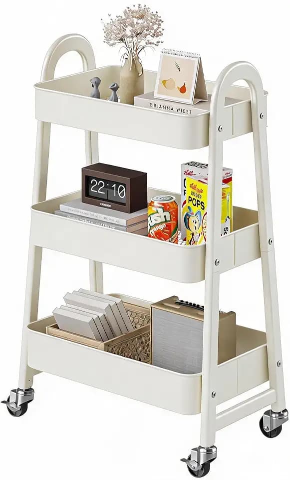 DUMOS 3 Tiers Rolling Cart, Utility Cart, Storage Organizer