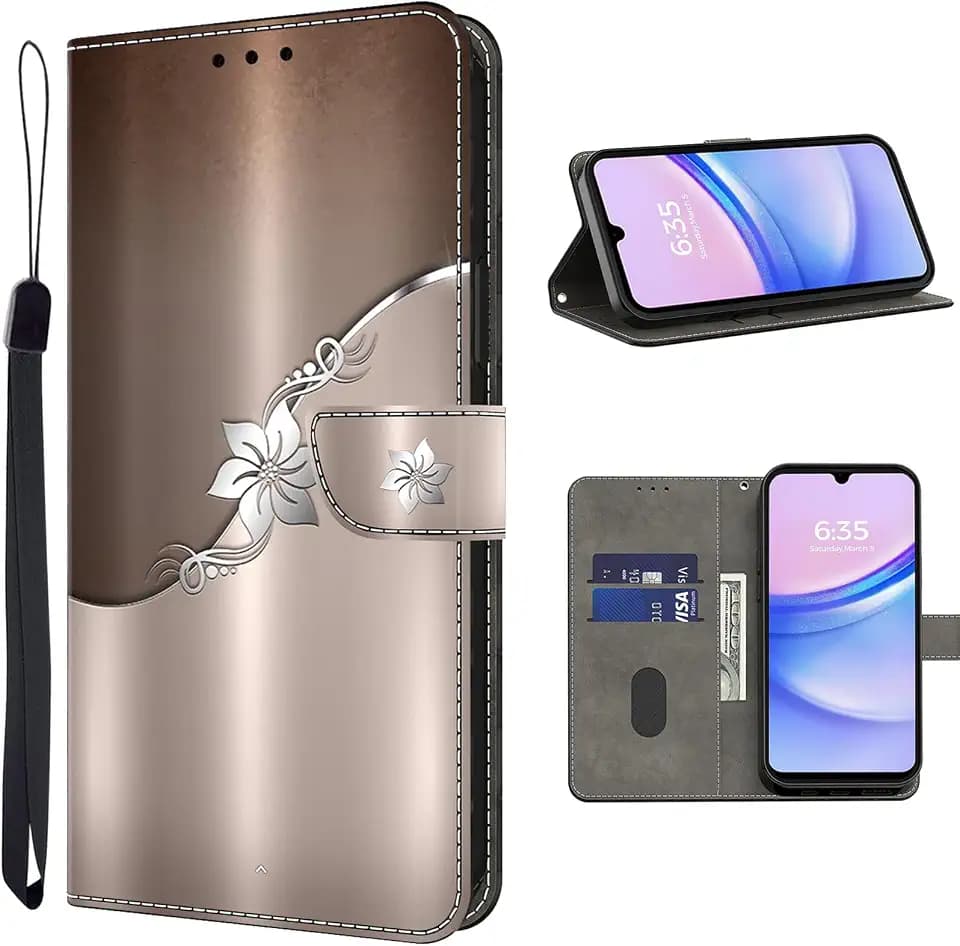 Handyhülle für Sony Xperia 10 VI Hülle PU Leder Lederhülle Sony Xperia 10 VI Flip Case Kartenfächern Stoßfeste Klapphülle für Sony Xperia 10 VI -Silberne Blume