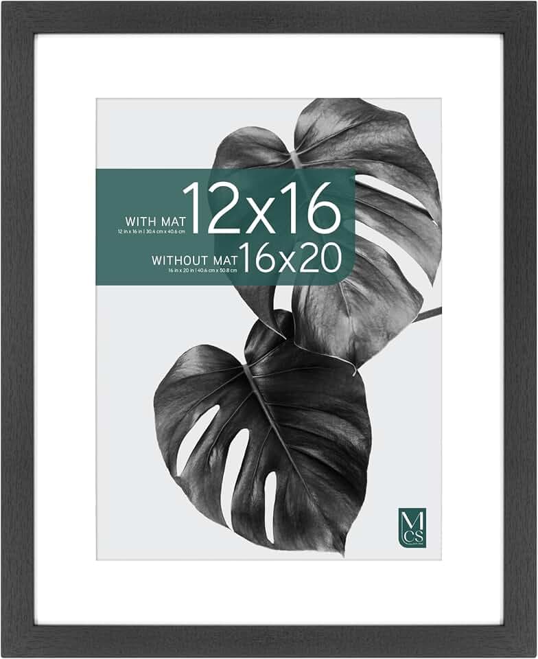 MCS Studio Gallery Poster Frame, 16x20 Matted to 12x16, Black Woodgrain