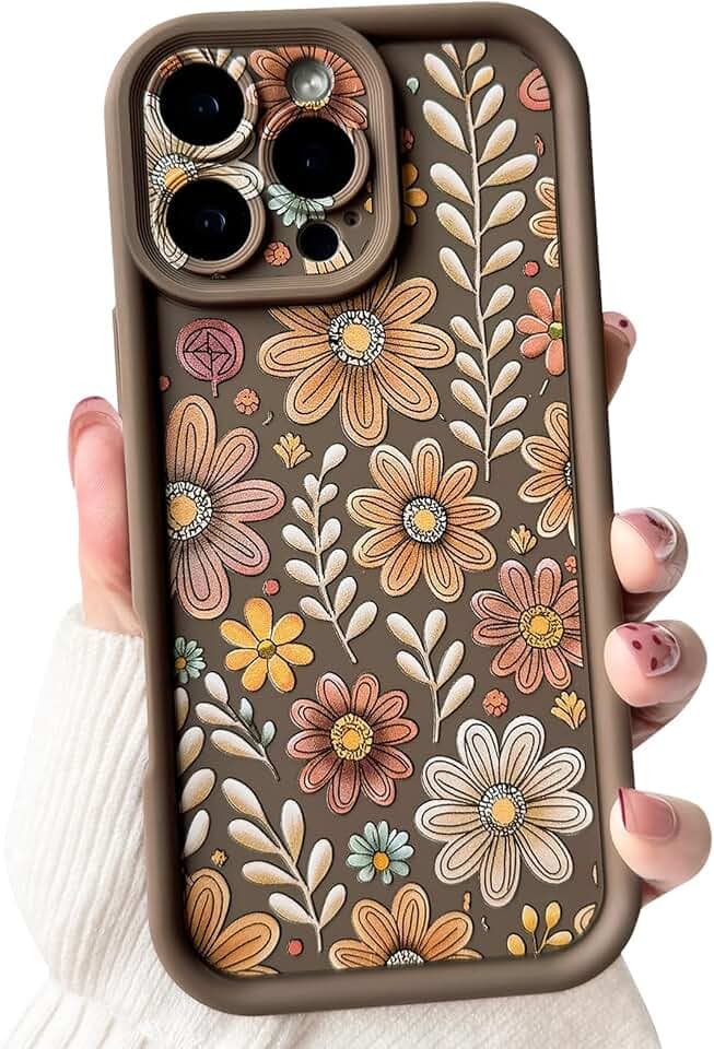Lovmooful for iPhone 16 Pro Case Cute Color Flower Floral-Brown