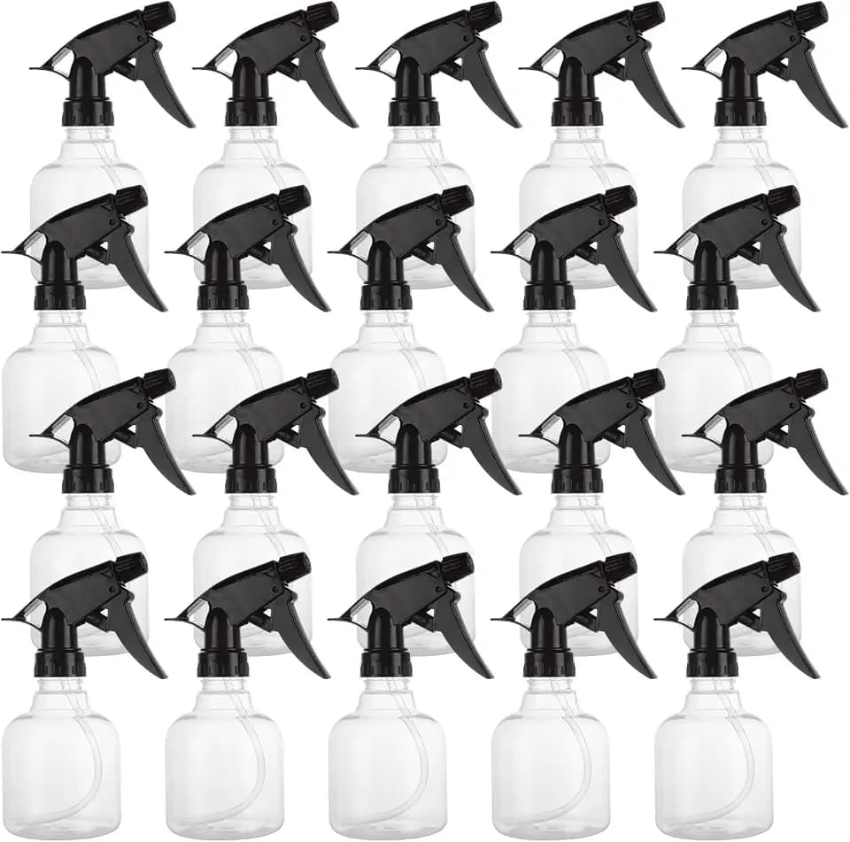 20 Pack 8 Oz Plastic Spray Bottle with Black Trigger Sprayers, Empty Refillable Spray Bottles with Adjustable Head Sprayer for Cleaning, Hair, Plant & Kitchen Use