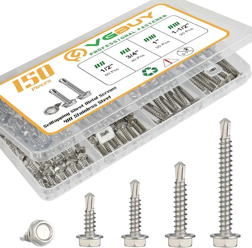 VGBUY Self Drilling Screws Assortment Kit, 150Pcs
