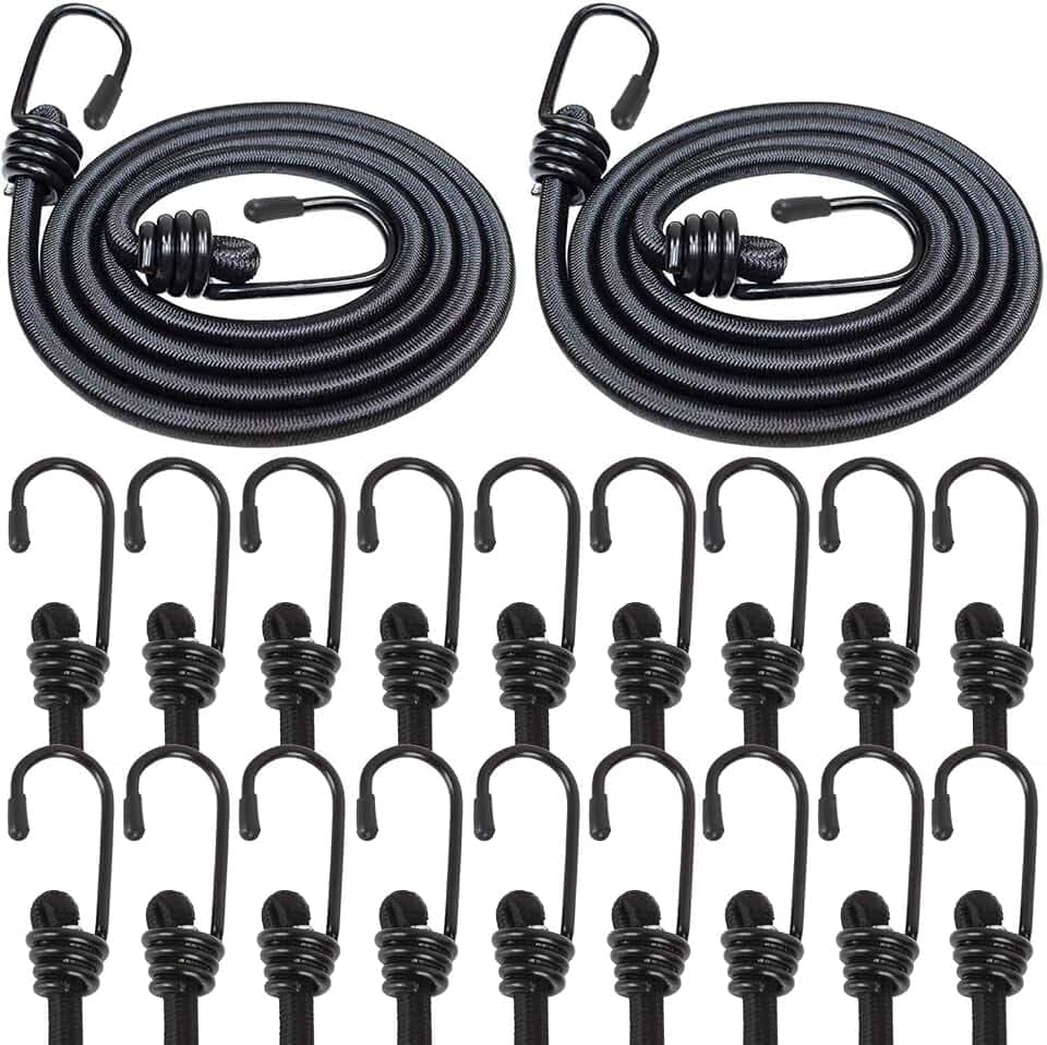 20 PCS Bungee Cords with Hooks 36 Inch Adjustable Bungy Cords Ideal for Transporting, Packing and Securing Small Loads