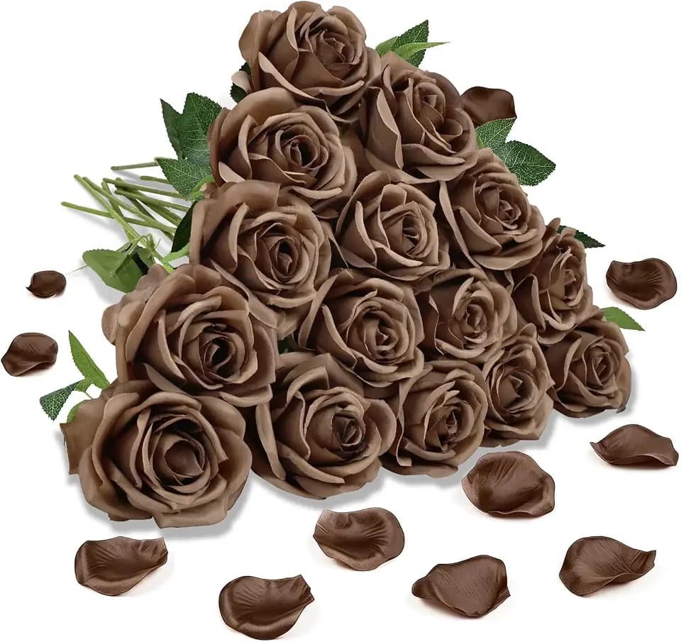 Brown 16 PCS Roses Artificial Flowers