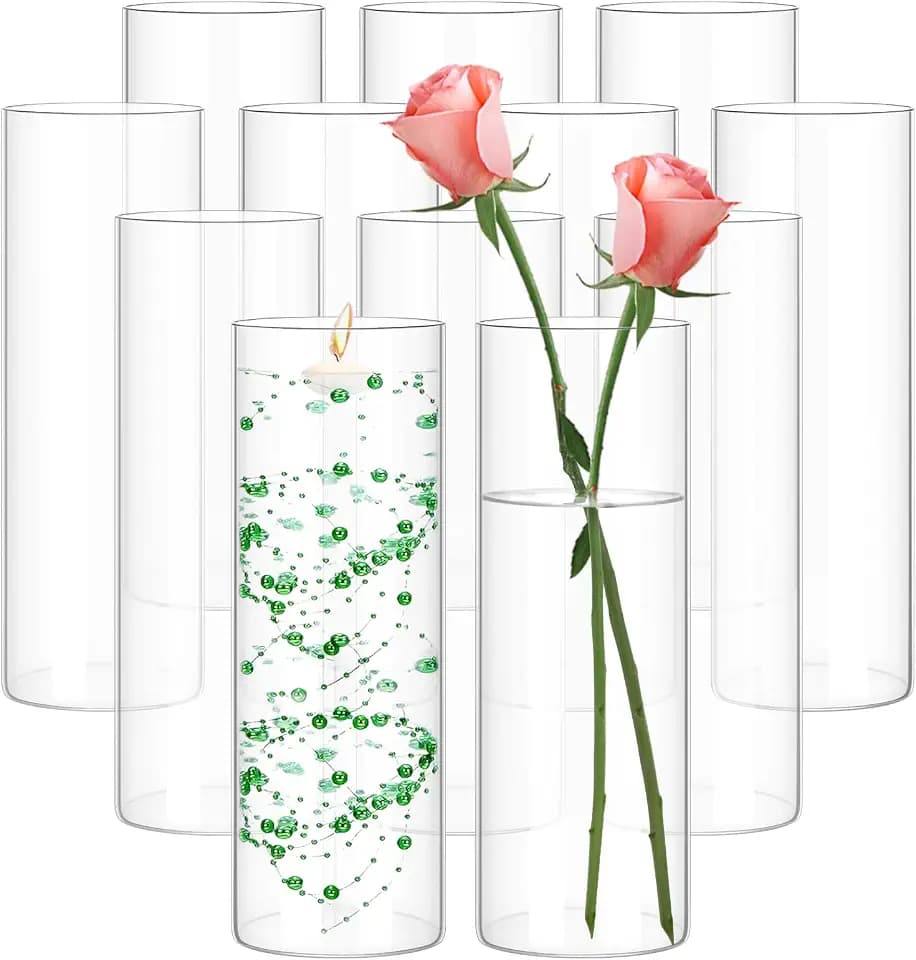 12 Pcs Glass Cylinder Vases 10x3.35 Inch 10 Inch Tall Clear Vase