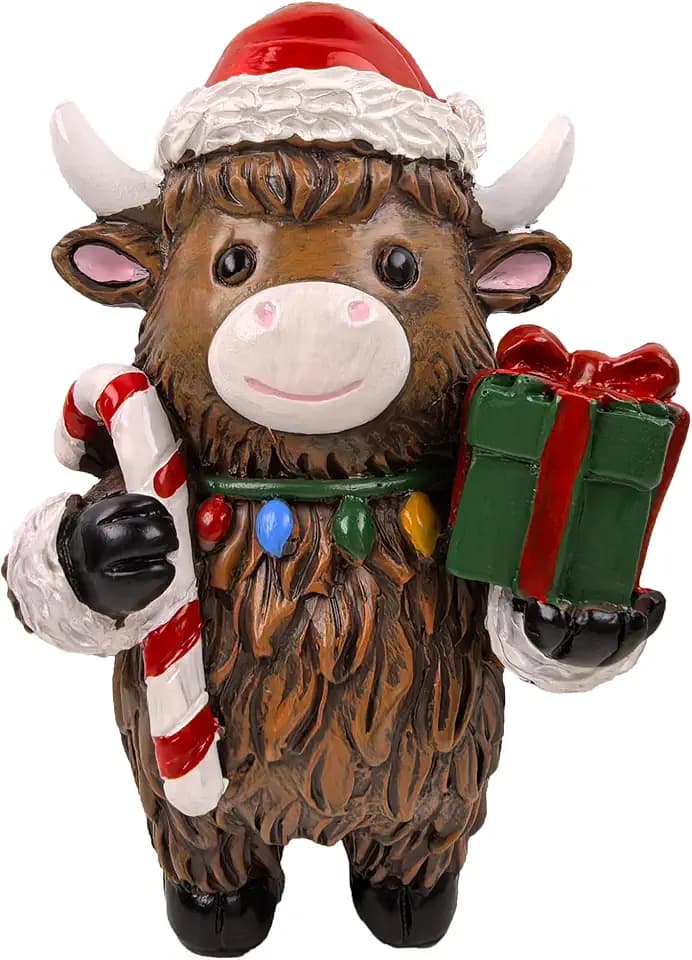 Mini Highland Cow Decorations Highland Cow Scottish Resin Statue Calf Lovers Gifts for Christmas Home Garden Kitchen Office Tiered Tray Table Decor