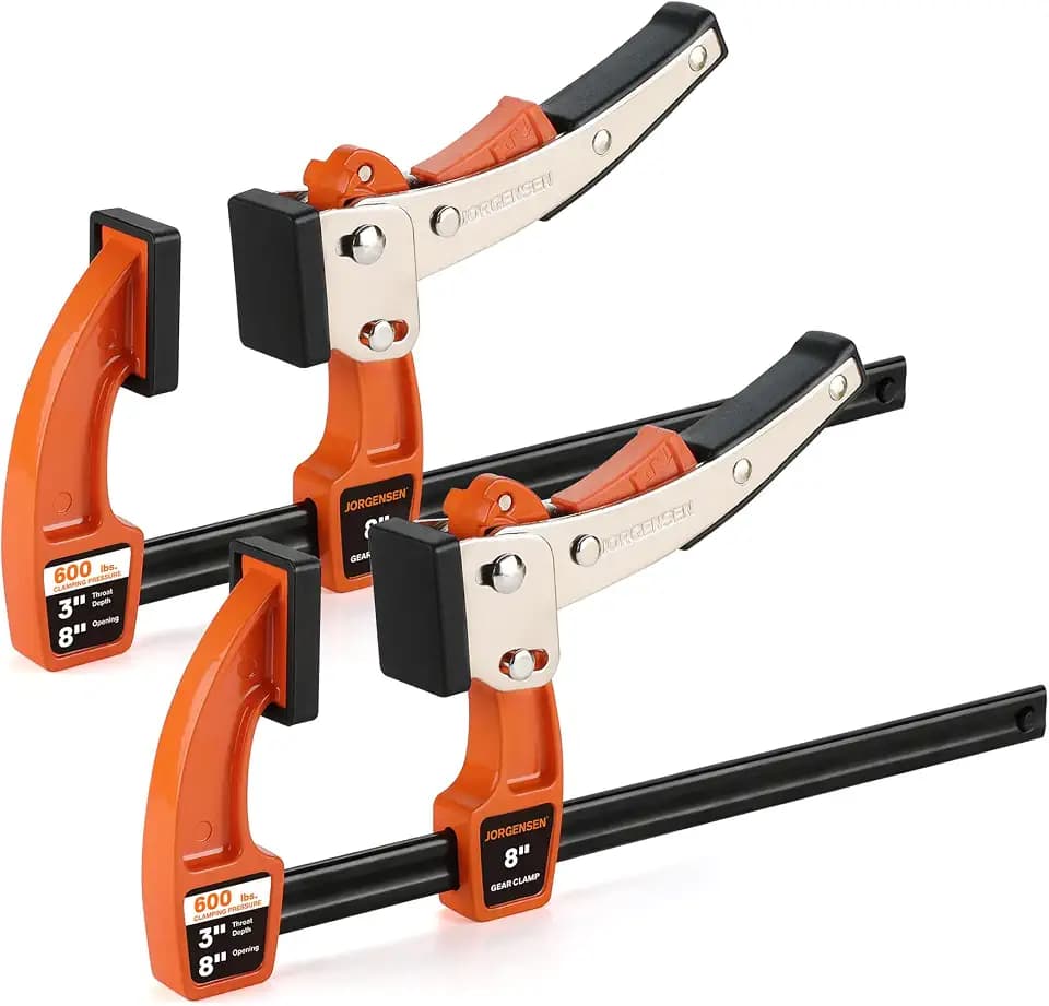 Jorgensen 8-Inch Bar Clamp Set, Ratcheting Bar Clamps, 2 Pack