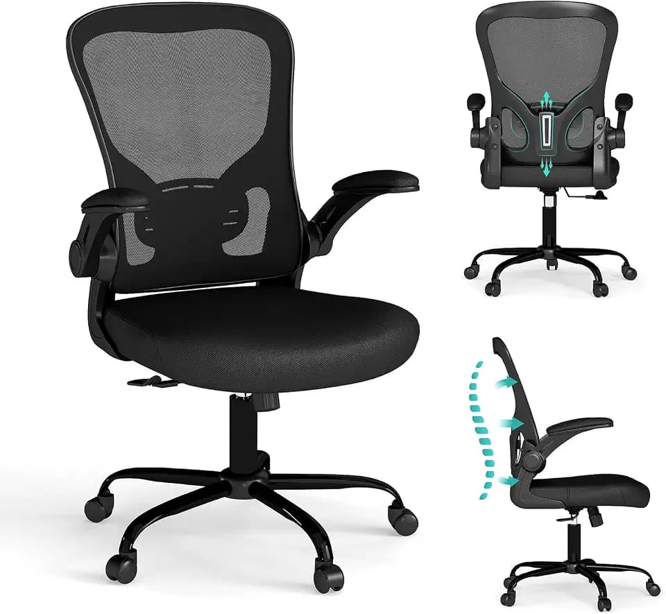 Flysky Mesh Office Chair, Ergonomic Computer Desk Chairs (Black, Set of 1)