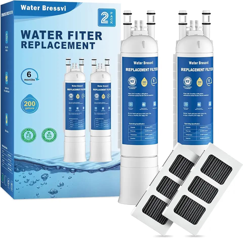 Water Filter Replacement Compatible with Frigidaire FPPWFU01, FPPWFU01, PurePour PWF-1, PureAdvantage PWF-1 Water Filter and PureAir Ultra II PAULTRA2 Air Filter Combo (2+2)