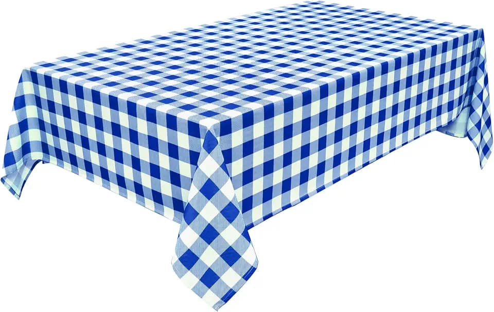 Classic Gingham Tablecloth Fabric - Oblong 58x120 Water Resistant Chequered Pattern Table Cloth for Indoor/Outdoor Use - Tabletop Cover for Birthday, Picnics, Gardens, and Parties