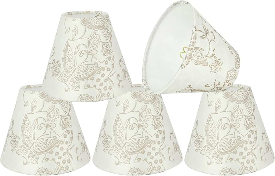 Aspen Creative 32124-5 Small Hardback Empire Shape Chandelier Clip-On Lamp Shade Set (5 Pack), Transitional Design in Off White, 6" Bottom Width (3" x 6" x 5")