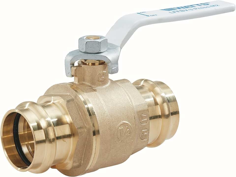 Watts LFFBV-3-PRESS-M2 Series 1-1/4" Lead-Free 2-Piece Full Port Chrome-Plated Brass Ball Valve with Integral Press Fitting End Connections for Types K, L, and M Hard Copper Tubing