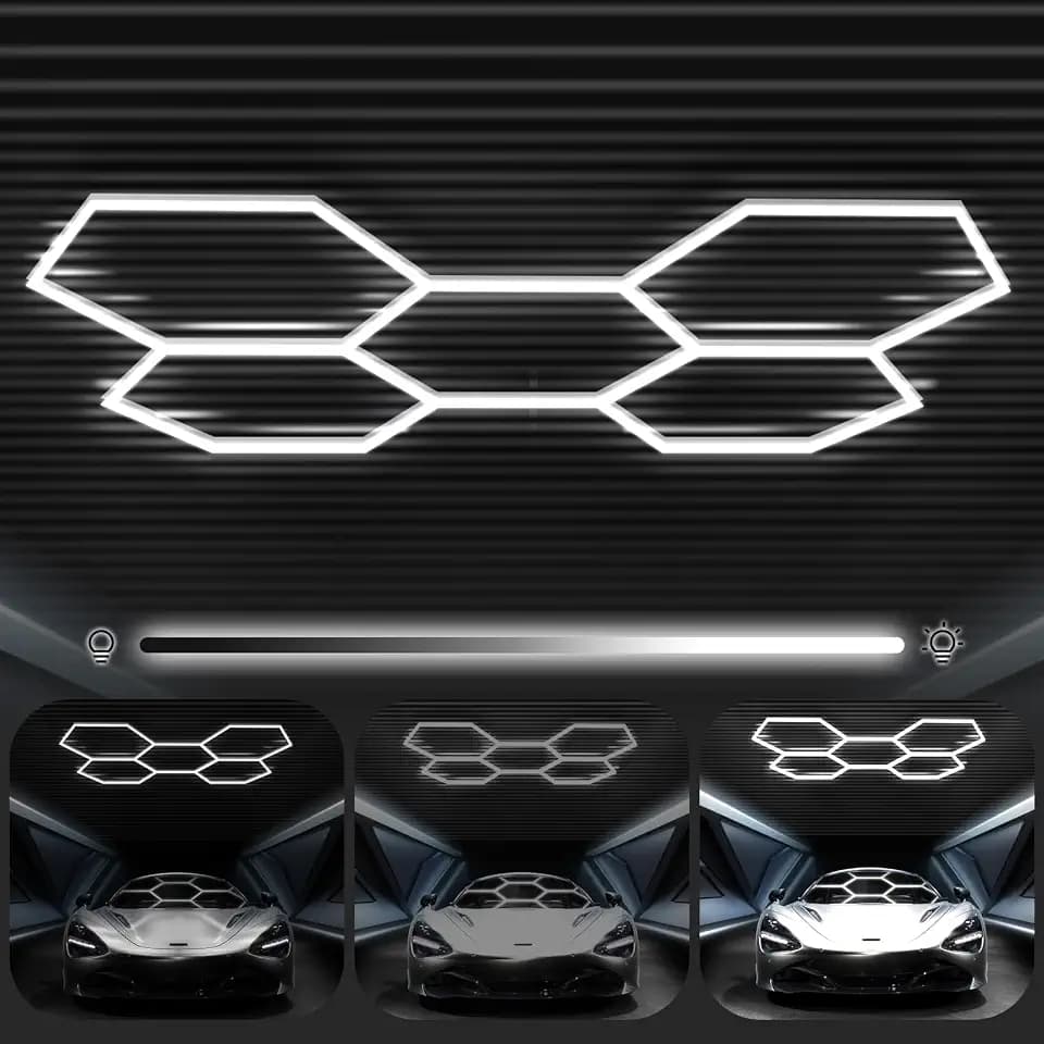 FERUERW Hexagon Garage Lights 5 Hex, 3 Level Dimmable