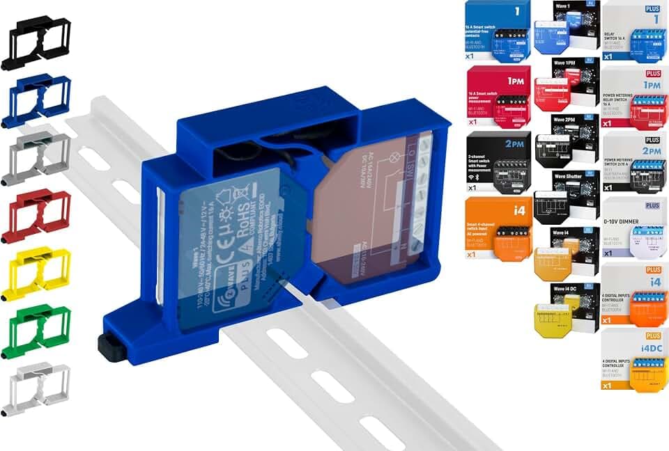 Print Worth 3D Hutschienenhalter "PWG3-Dual" für 32 Shellys: 1,1PM,2PM,Shutter,1L,2L,EM,i4,i4DC,i4LR,Dimmer,Dimmer Dali,RGBW PM (Wave/Plus,G3,G4) (Blau-Prime)