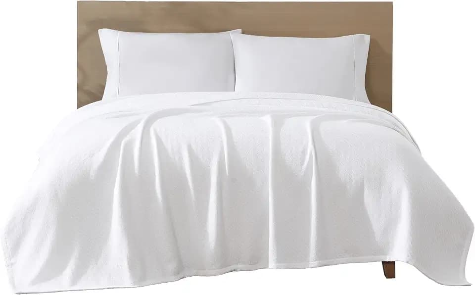 100% Organic Cotton Medium Weight Full/Queen Blanket, White