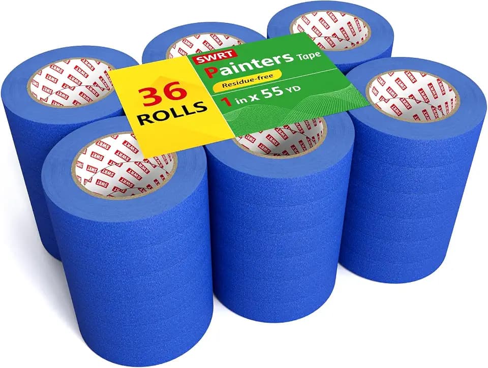 SWRT Blue Painters Tape 1 Inch x 55 Yards, 36 Rolls (1980 Yards) – Sharp Clean Paint Lines, No-Residue Painters Tape for Walls, Trim & Baseboards, Easy Removal Masking Tape for Home Projects