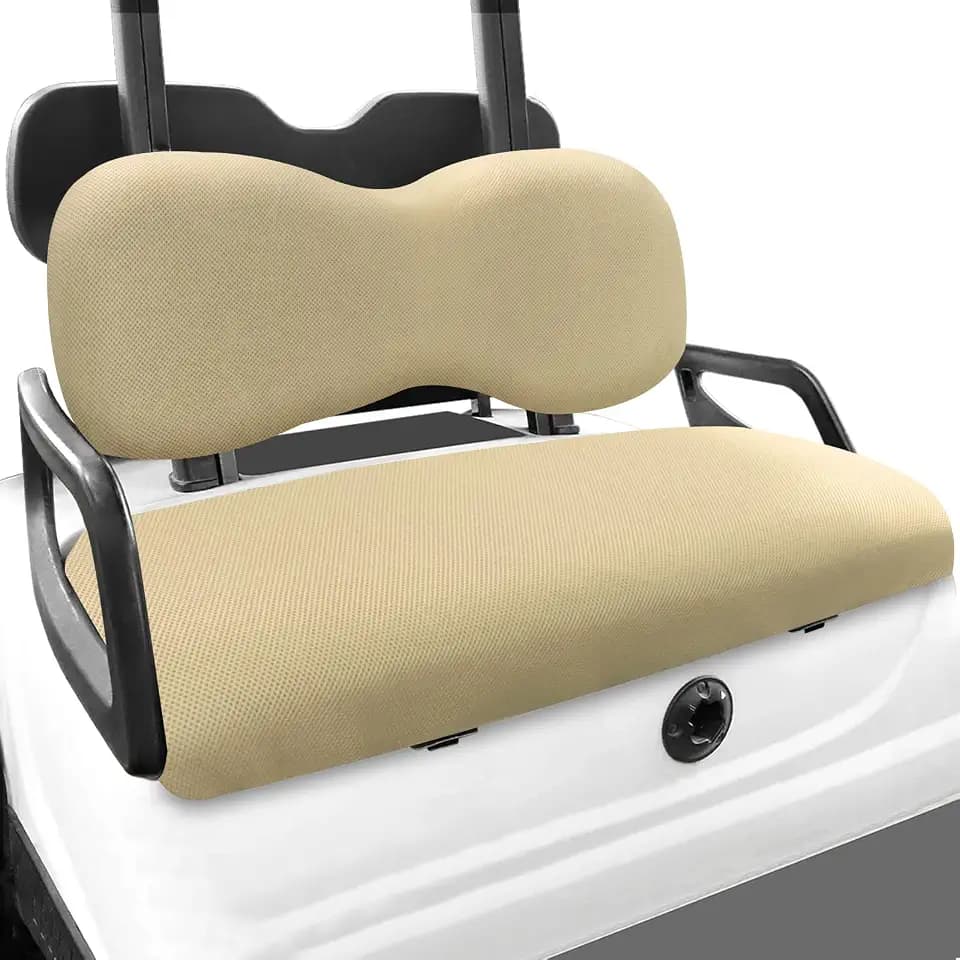 Golf Cart Front Seat Covers Set Fit for EZGO TXT/RXV, Club Car DS/Precedent, Yamaha G29/ Drive 2 OEM Ordinary Front Seat Cushion,Stretch Polyester Mesh Seat Cover-Breathable ,Quick-Dry&Durable, Beige