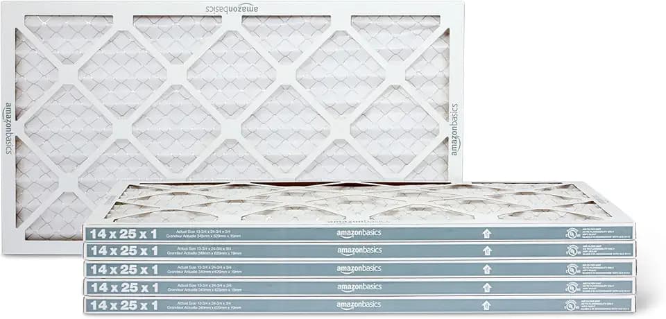 Amazon Basics MERV 5 AC Furnace Air Filter, 14x25x1 inches, 6-Pack (Actual size: 13.75" x 24.75" x 0.75")