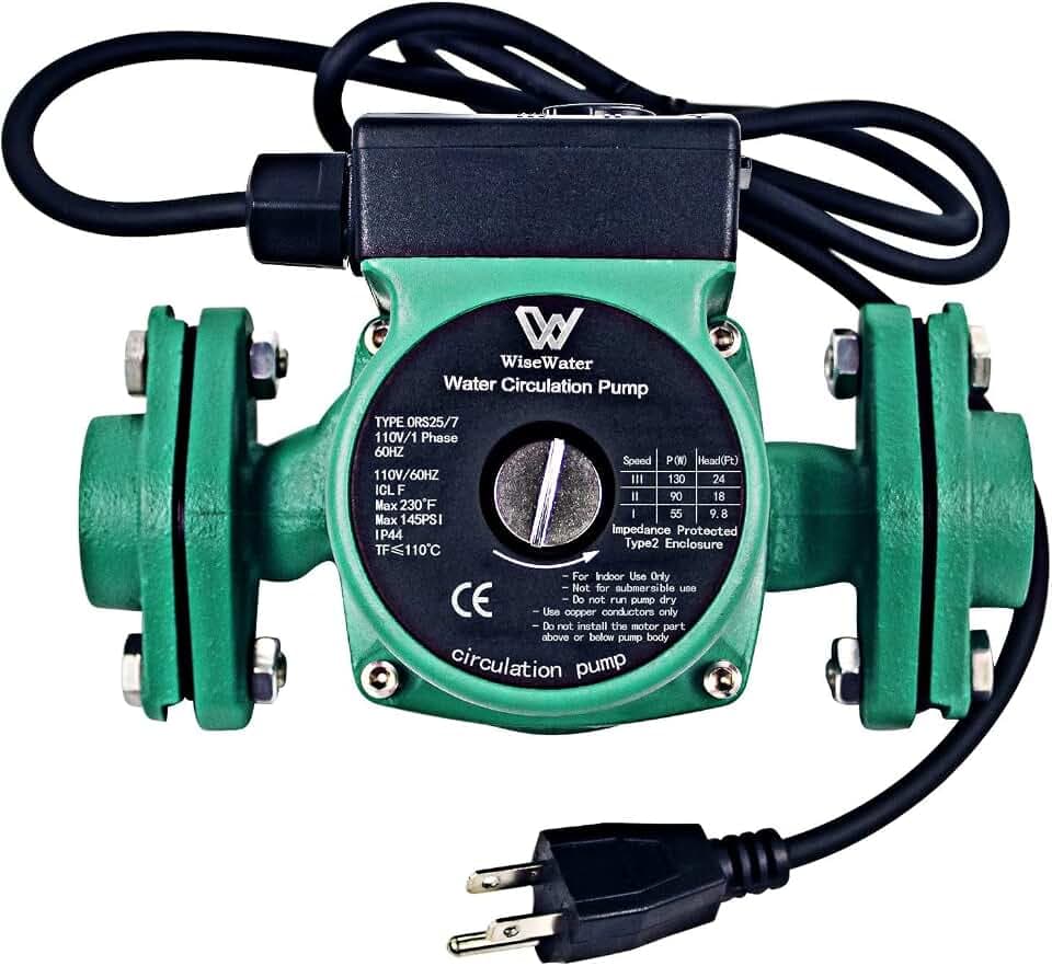 AB 110V Hot Water Recirculating Pump, 130W 13GPM, 1" FNPT Flanges (Green)