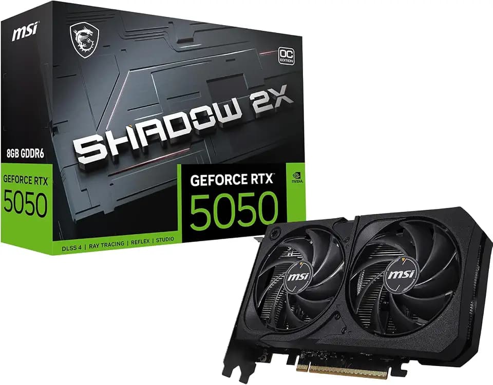 MSI Gaming RTX 5050 8G Shadow 2X OC Grafikkarte (8 GB GDDR6, 128 Bit, Extreme Leistung: 2617 MHz, DisplayPort x3 2.1a, HDMI 2.1b, NVIDIA Blackwell Architecture)