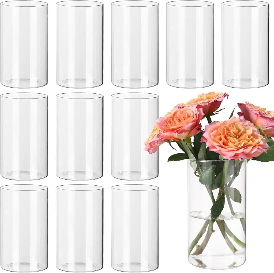 SUPMIND 12P Cylinder Vases for Table Centerpieces, 6inch Glass Flower Vases