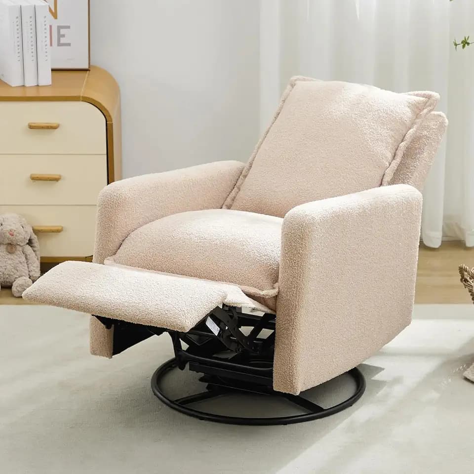 ERYE Manual Reclining Chair Upholstered Rocker Chair with Footrest Pedal for Home Bedroom Living Room