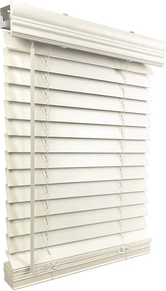 US Window And Floor 2" Faux Wood 47.5" W x 60" H, Inside Mount Cordless Blinds, 47.5 x 60, White