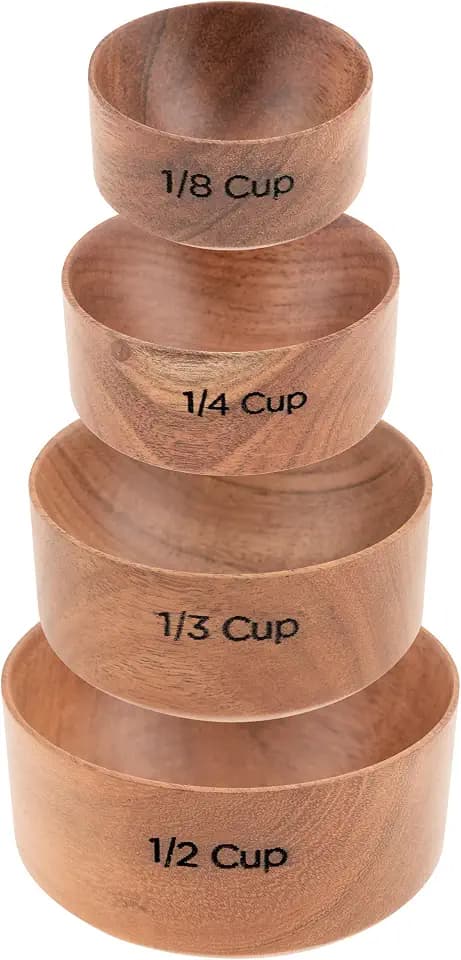 Karma, Acacia Wood Measuring Cups, Set of 4 Wooden Measuring Cups