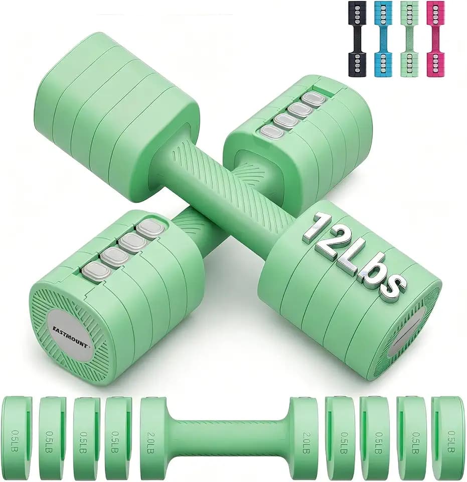 EAST MOUNT Adjustable Weight Dumbbells Set of 2, 8 in 1 Hand Weights for Women