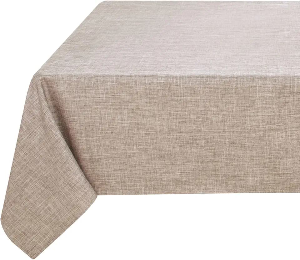 Fitable Nature Faux Linen Tablecloth Rectangle 60x102 Inch for 6 Ft Tables