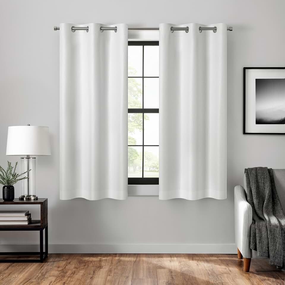Eclipse Welwick Magnitech Magnetic Blackout Curtains, 37x63, White, 2‑Pack
