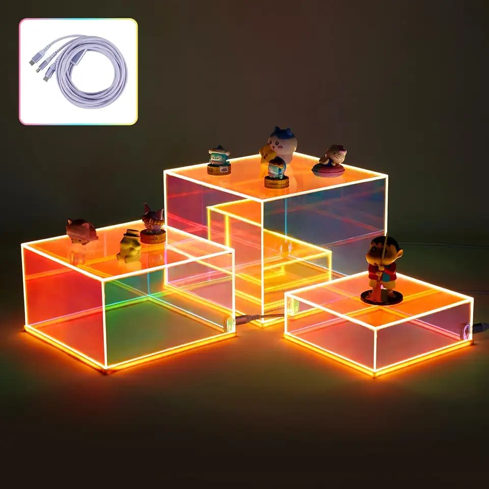 3Pcs Iridescent Acrylic Display Riser with LED light