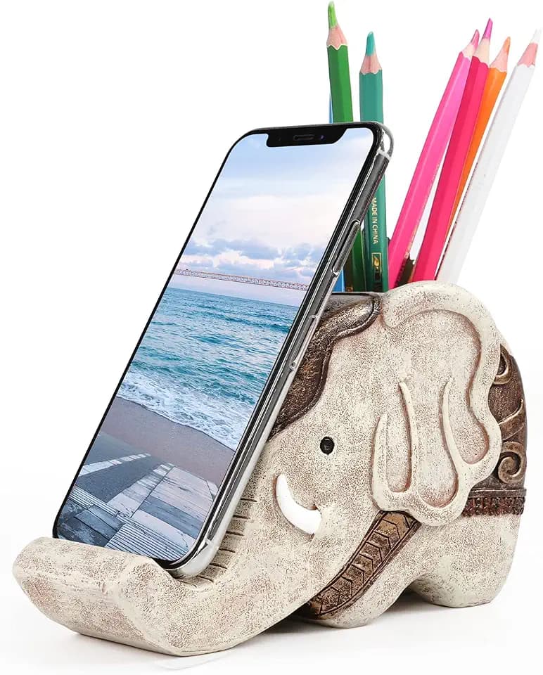 MOKANI Elephant Pencil Holder with Phone Stand, Elephant Gifts for Women