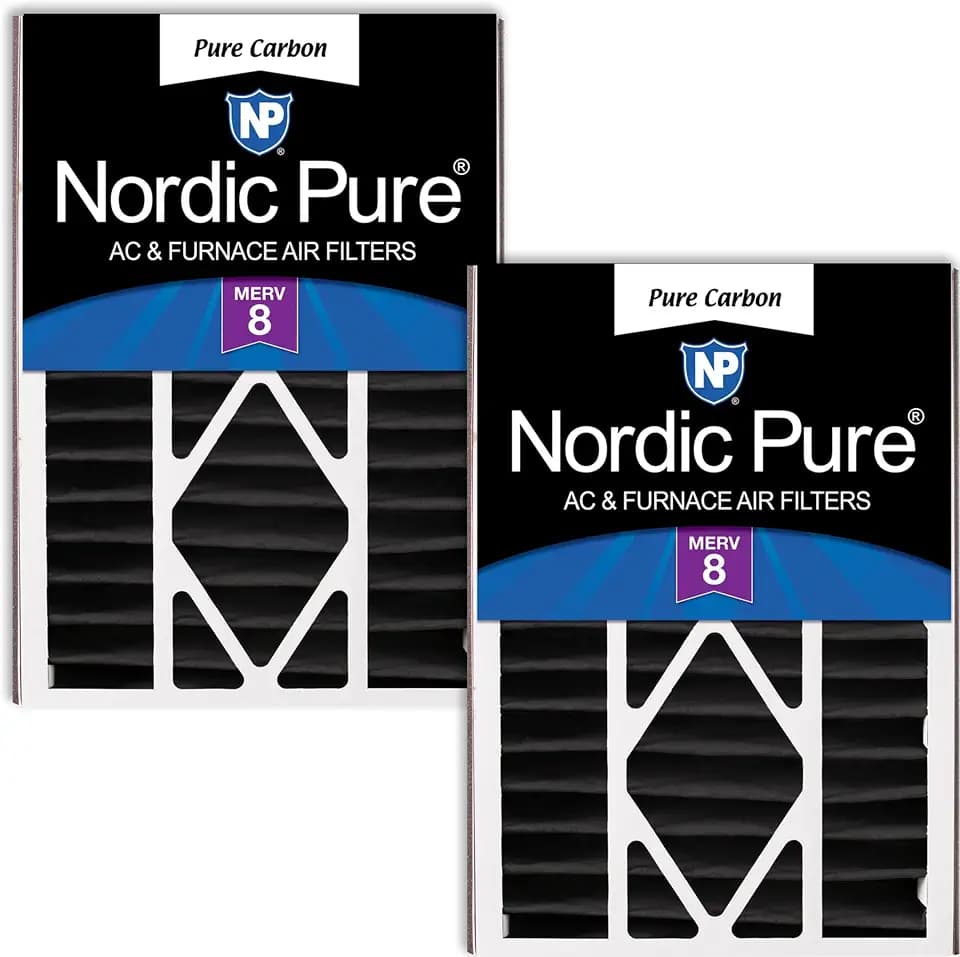 Nordic Pure 16x25x5 Air Bear Replacement Pure Carbon MERV 8 Air Filter 2 Pk