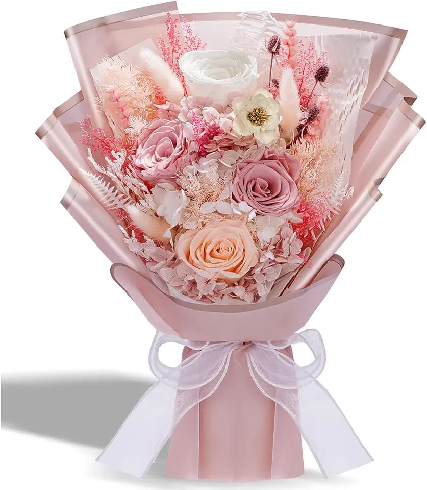 Bonsion Preserved Flowers Gifts for Women, Flower for Delivery, Dusty Rose Gifts fo Her, Preserved Roses Bouquets, Birthday Gifts for Grandma, Mothers Day Flowers for Wife