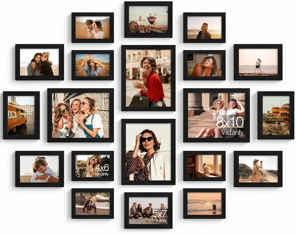 Vittanly 20 Pack Picture Frames Collage Wall Decor, Black