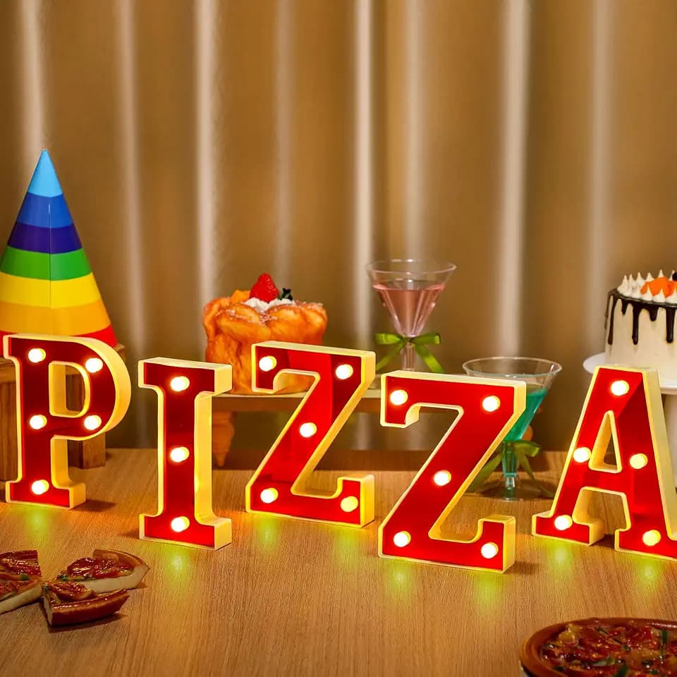 Aurelema 6.3" Pizza Light up Marquee LED Letters Sign Party Decorations