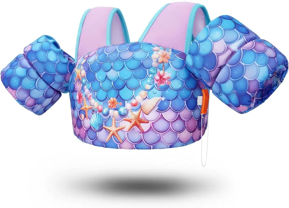 Toddler Swim Vest Swim Jacket Toddler Life Jacket 30-50 Lbs, US Coast Guard Approved Life Vest Kids Arm Floaties for Toddlers Water Wing with Whistle