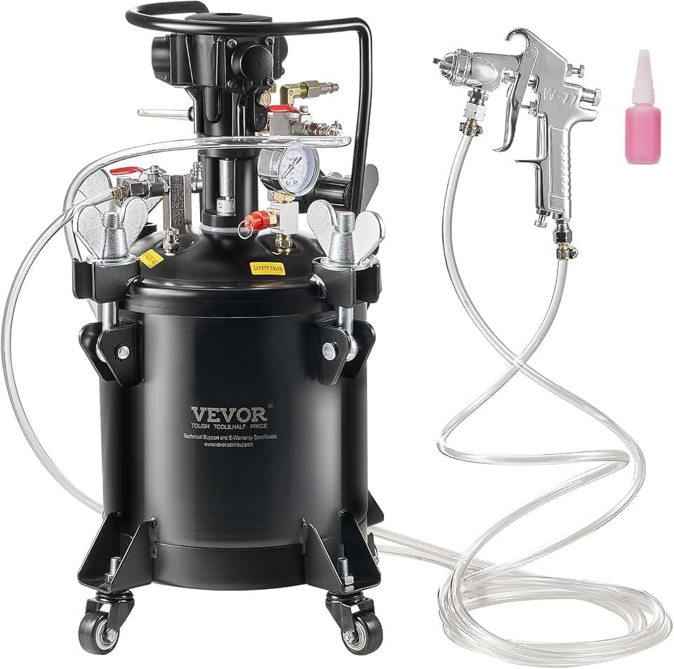 VEVOR Spray Paint Pressure Pot, 10 L/2.5 gal Fully Automatic Stirring Pressure Pot Tank, 70 psi Adjustale Pressure, Pressure Pot Paint Tank with Spray Gun and Hoses, for Home Decor Industry Painting