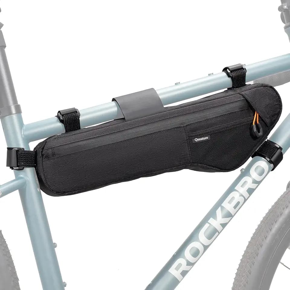 Bike Frame Bag - Waterproof & Anti-Slip 5-Point Straps Mount, Durable Ripstop Nylon with Hidden Cable Port for Hydration & Charging