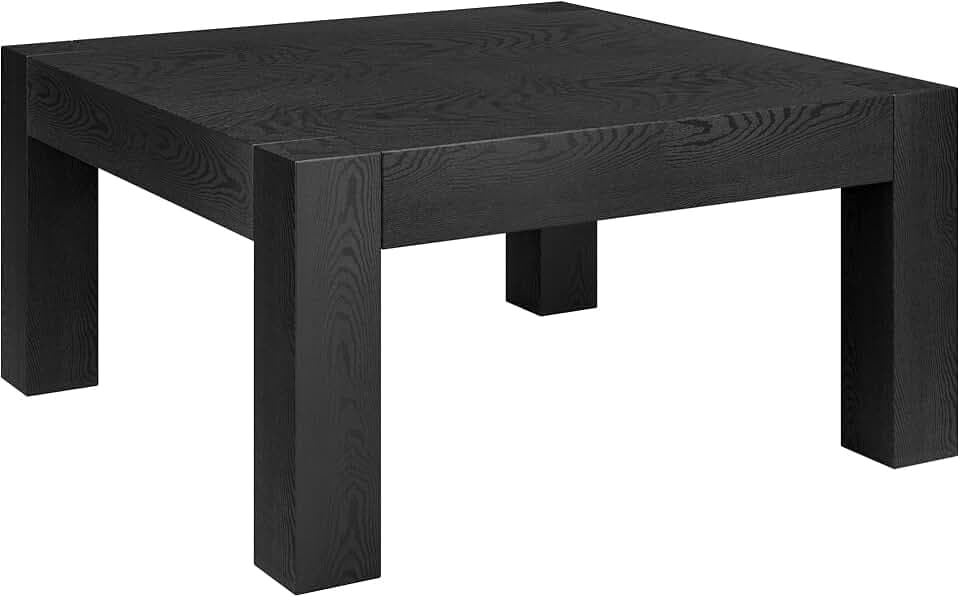 Henn&Hart 34" Modern Coffee Table, Natural Black